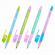 Ручка шариковая масляная с грипом BRAUBERG GLASSY PASTEL MIX, СИНЯЯ, корпус ассорти, линия 0,35 мм,144105 - 1