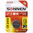 Батарейка литиевая SONNEN Lithium CR2450 "таблетка, дисковая, кнопочная" 1 шт., блистер, 455601 - 1