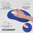Коврик для мыши с подушкой под запястье SONNEN, полиуретан + лайкра, 250х220х20 мм, синий, 513300 - 8