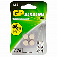 Батарейки КОМПЛЕКТ 4 шт., GP Alkaline, A76 (G13, LR44), алкалиновая, блистер, A76-С10, A76F-2CRU4 - 1