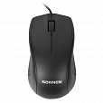 Мышь проводная SONNEN М-201, USB, 1000 dpi, 2 кнопки + колесо-кнопка, оптическая, черная, 512631 - 1