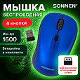Мышь беспроводная SONNEN V-111, USB, 800/1200/1600 dpi, 4 кнопки, оптическая, синяя, 513519 - 11