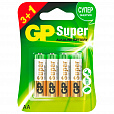 Батарейки КОМПЛЕКТ 4 шт., GP Super, AA (LR6,15А), алкалиновые, пальчиковые, ПРОМО 3+1, 15A3/1-2CR4 - 11