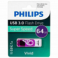 Флеш-диск 64 GB PHILIPS VIVID, разъем USB 3.0, фиолетовый, FM64FD00B/97 - 1