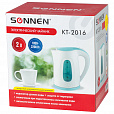 Чайник SONNEN KT-2016, 2 л, 2200 Вт, закрытый нагревательный элемент, пластик, белый/голубой, 453417 - 7