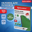 Обложки картонные для переплета, А4, КОМПЛЕКТ 100 шт., тиснение под кожу, 230 г/м2, зеленые, BRAUBERG, 530949 - 10