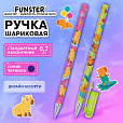 Ручка шариковая с принтом FUNSTER STICK "CUTE CAPY", СИНЯЯ, SOFT TOUCH покрытие, узел 0,7 мм, линия письма 0,35 м, 144393 - 4