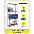 Стеллаж металлический BRABIX "MS KD-180/30/70-4", 1800х700х300 мм, 4 полки, сборная стойка, 291112, S240BR123402 - 12