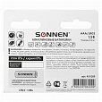 Батарейки КОМПЛЕКТ 10 шт, SONNEN Alkaline, AAA (LR03, 24А), алкалиновые, мизинчиковые, в коробке, 451089 - 6