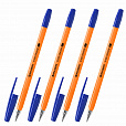 Ручки шариковые BRAUBERG "M-500 ORANGE", НАБОР 4 шт., СИНИЕ, узел 0,7 мм, линия письма 0,35 мм, 143950 - 10