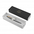 Ручка шариковая PARKER "Jotter Core Stainless Steel GT", корпус серебро, позолота, синяя, 1953182 - 4