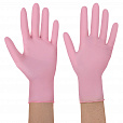 Перчатки нитриловые смотровые SFM Supersoft PINK, 100 пар (200 шт.), размер S (малый), розовые - 2