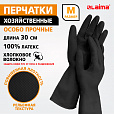 Перчатки МНОГОРАЗОВЫЕ латексные с ХЛОПКОВЫМ ВОЛОКНОМ, ОСОБО ПРОЧНЫЕ, размер 7-8, M (средний), черные, LAIMA, 700534 - 4