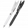 Ручка шариковая автоматическая С УДЛИНЕННЫМ ГРИПОМ BRAUBERG "BLACK & WHITE", СИНЯЯ, пишущий узел 0,5 мм, линия письма 0,35 мм, 144462 - 1