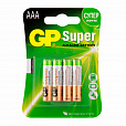 Батарейки КОМПЛЕКТ 4 шт., GP Super, AAA (LR03, 24А), алкалиновые, мизинчиковые, блистер, 24A-2CR4 - 1