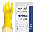 Перчатки МНОГОРАЗОВЫЕ латексные PACLAN "Professional", хлопчатобумажное напыление, размер 6,5-7, S (малый), желтые, 407325 - 1