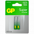 Батарейки КОМПЛЕКТ 2 шт., GP Super, AAA (LR03, 24 А), алкалиновые, мизинчиковые, блистер, 24A-2CR2 - 1