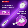 Держатель-рулетка для бейджей 70 см, петелька, карабин, белый, в блистере, BRAUBERG, 238238 - 11