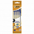 Ручки шариковые BIC "Cristal Original", НАБОР 4 шт., СИНИЕ, узел 1 мм, линия 0,32 мм, пакет, 8308601 - 1
