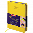 Ежедневник датированный 2027 МАЛЫЙ ФОРМАТ 100х150мм А6, BRAUBERG Rainbow, под кожу, желтый, 118112 - 1